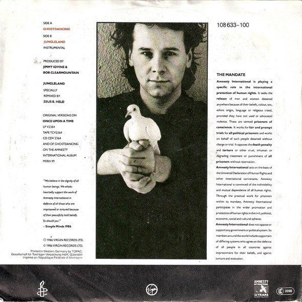 Simple Minds : Ghostdancing (7", Single)