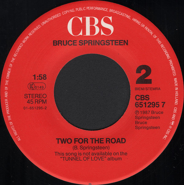 Bruce Springsteen : Tunnel Of Love (7", Single)