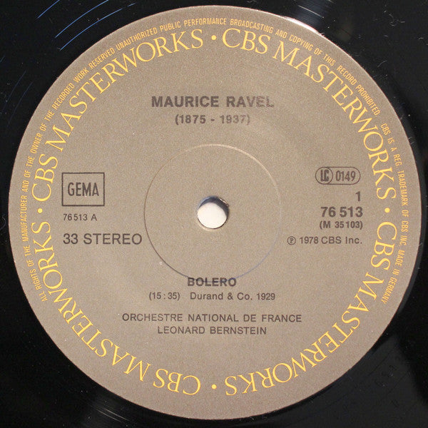 Ravel*, Leonard Bernstein, L'Orchestre National De France* : Bolero / La Valse / Alborada Del Gracioso (LP, Album, Gat)