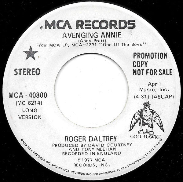 Roger Daltrey : Avenging Annie (7", Promo)