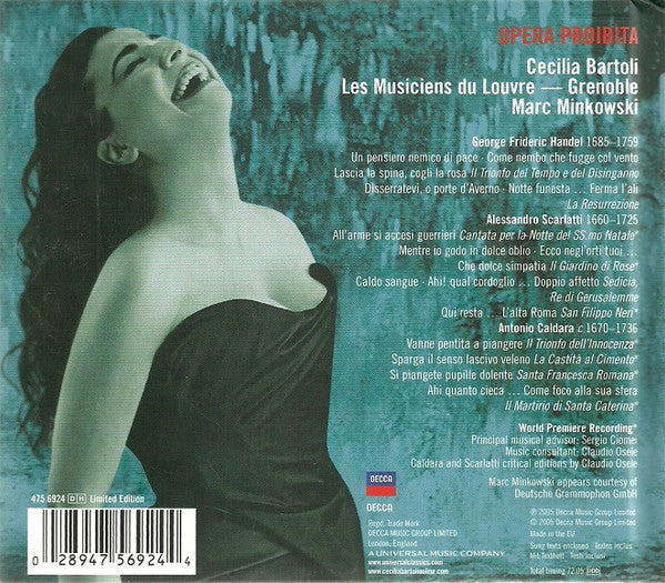 Cecilia Bartoli, Les Musiciens Du Louvre, Marc Minkowski : Opera Proibita (CD, Ltd, Dig)