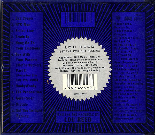 Lou Reed : Set The Twilight Reeling (CD, Album, Ltd)
