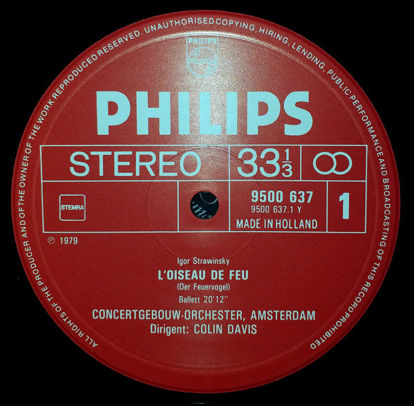 Igor Stravinsky, Concertgebouworkest, Sir Colin Davis : L'Oiseau De Feu (LP, Album)