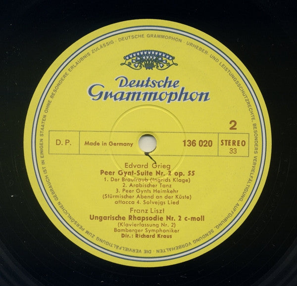 Franz Liszt, Edvard Grieg - Bamberger Symphoniker, Richard Kraus : Ungarische Rhapsodien Nr. 1 Und Nr. 2 / Peer-Gynt-Suiten Nr. 1 Und Nr. 2 (LP)