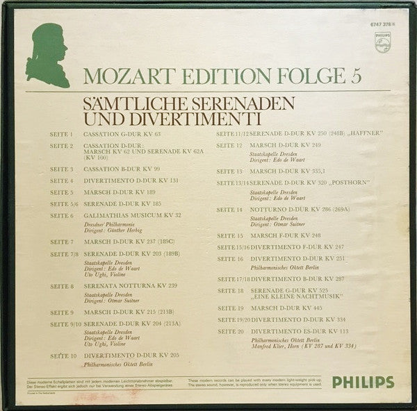 Wolfgang Amadeus Mozart - Dresdner Philharmonie, Staatskapelle Dresden, Philharmonisches Oktett Berlin : Mozart Edition 5 ● Sämtliche Serenaden Und Divertimenti (10xLP + Box, Comp)