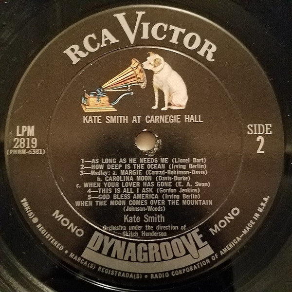 Kate Smith (2) : At Carnegie Hall (LP, Album, Mono)
