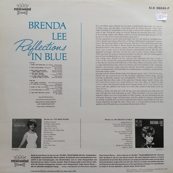 Brenda Lee : Reflections In Blue (LP, Album)