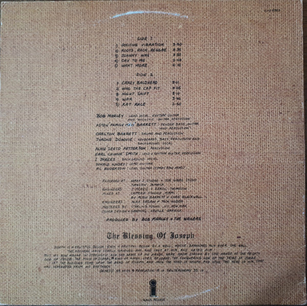 Bob Marley & The Wailers : Rastaman Vibration (LP, Album, Gat)