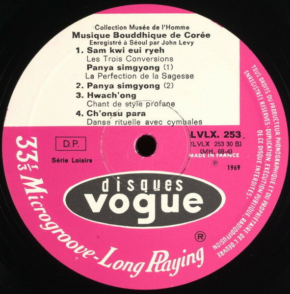 John Levy (2) : Musique Bouddhique De Corée (LP, Album, RE)