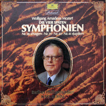 Wolfgang Amadeus Mozart - Berliner Philharmoniker, Karl Böhm : Die Vier Späten Symphonien Nr 38 Prager, Nr. 39, Nr.40, Nr. 41 Jupiter (2xLP, Comp + Box, Album)