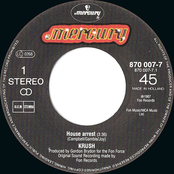 Krush : House Arrest (7", Single)