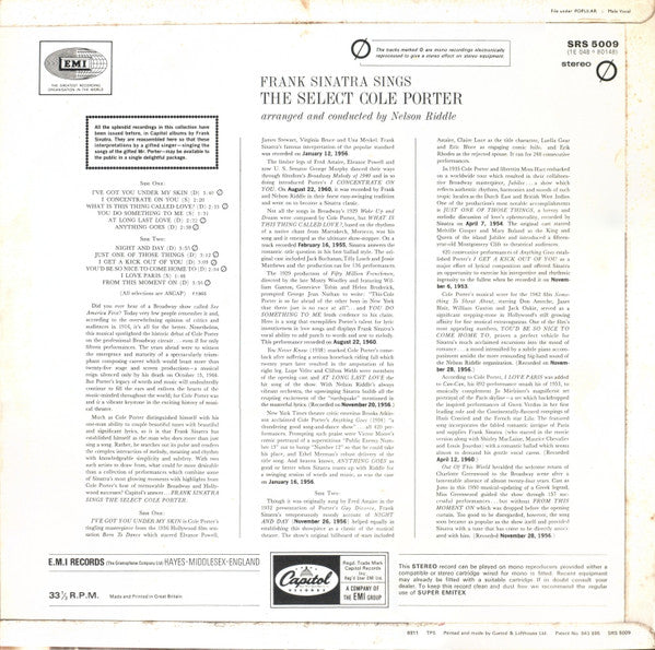 Frank Sinatra : Frank Sinatra Sings The Select Cole Porter (LP, Comp)