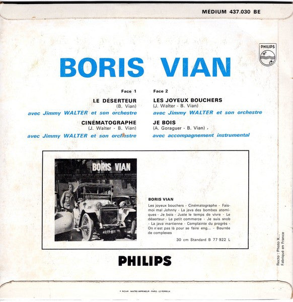 Boris Vian : Le Déserteur (7", EP)