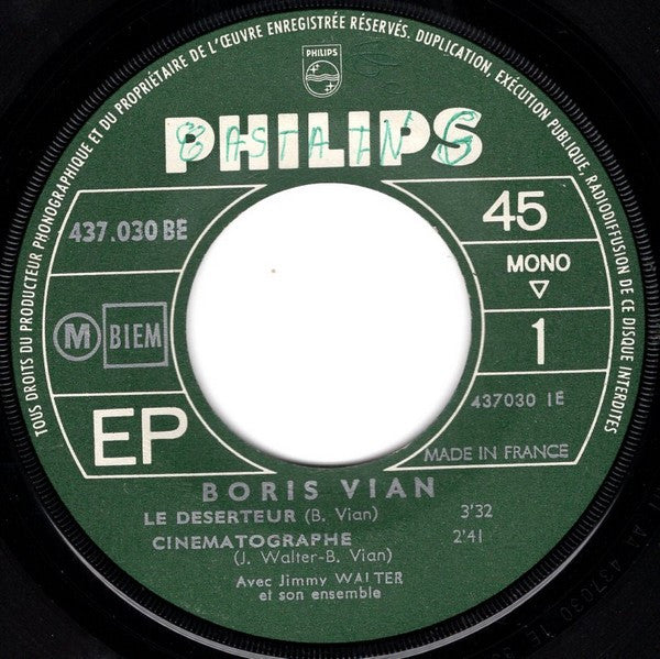 Boris Vian : Le Déserteur (7", EP)