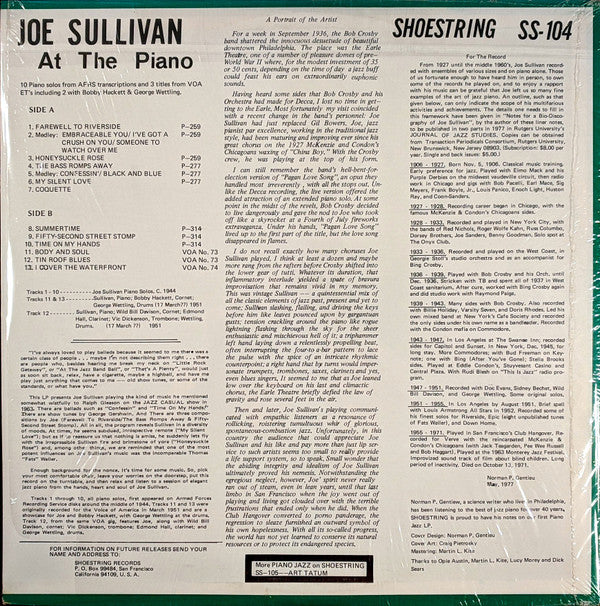 Joe Sullivan : At The Piano (LP, Album)