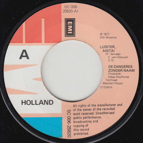 Zangeres Zonder Naam : Luister, Anita! (7", Single)