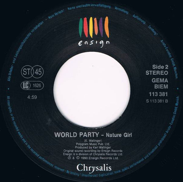 World Party : Way Down Now (7", Single)