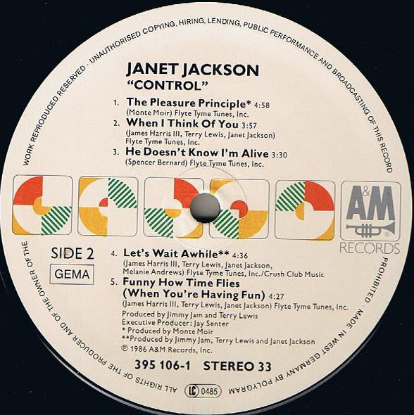 Janet Jackson : Control (LP, Album, Whi)