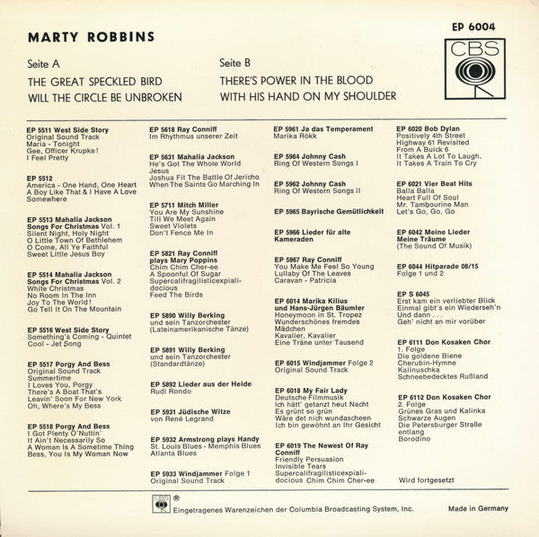 Marty Robbins : The Great Speckled Bird (7", EP)