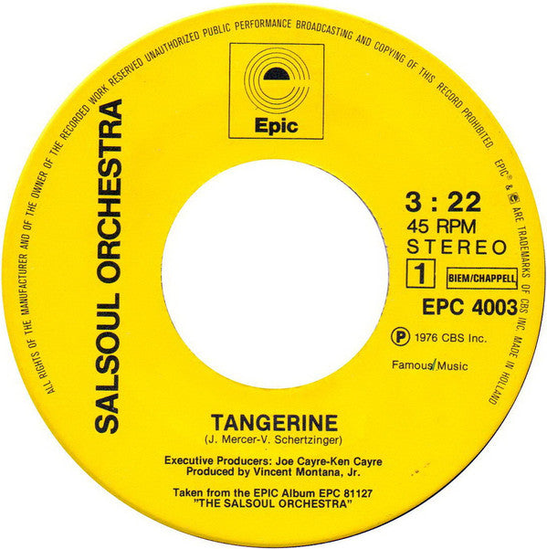 The Salsoul Orchestra : Tangerine (7")