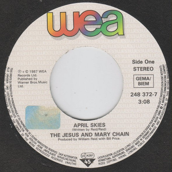 The Jesus And Mary Chain : April Skies (7", Single)