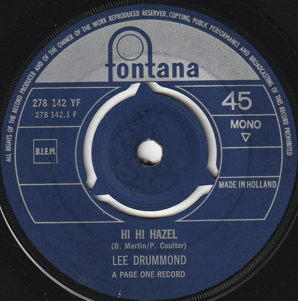 Lee Drummond (2) : Hi - Hi - Hazel / Sittin' And Drinking Alone (7", Single, Mono)