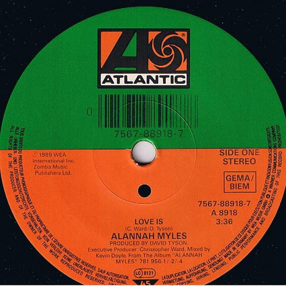 Alannah Myles : Love Is (7", Single)
