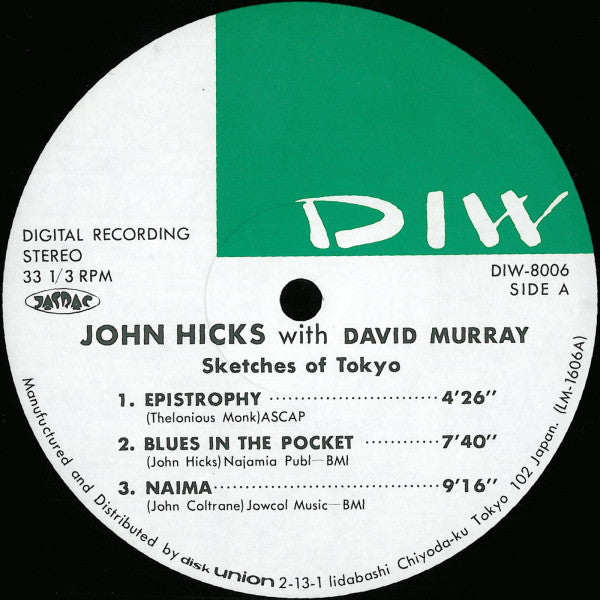 John Hicks With David Murray : Sketches Of Tokyo (LP, Album)