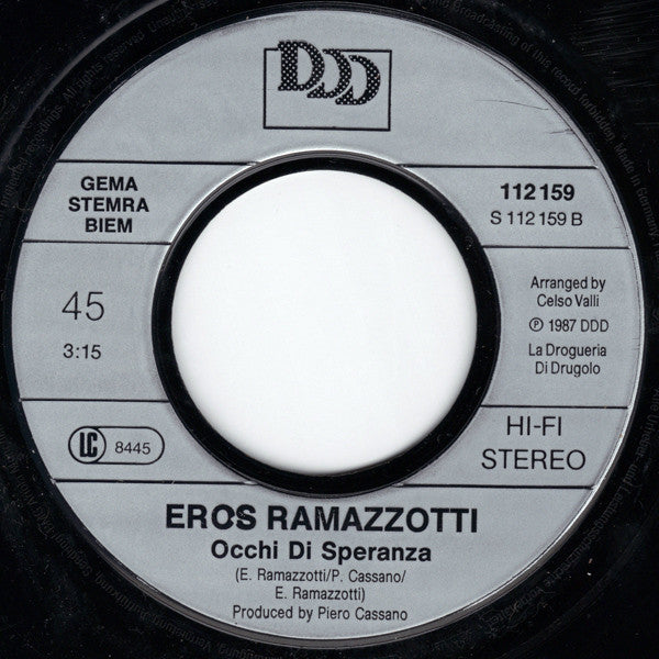 Eros Ramazzotti : Ti Sposerò Perché (7", Single)