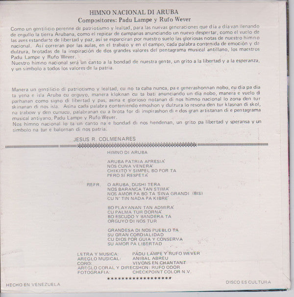 Padú Lampe y Rufo Wever : Himno Nacional di Aruba (7")
