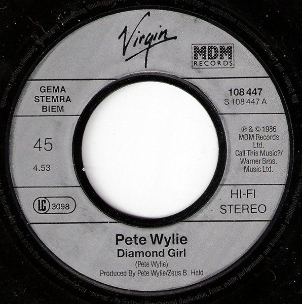 Pete Wylie Featuring The Fabulous Josie Jones : Diamond Girl (7", Single)