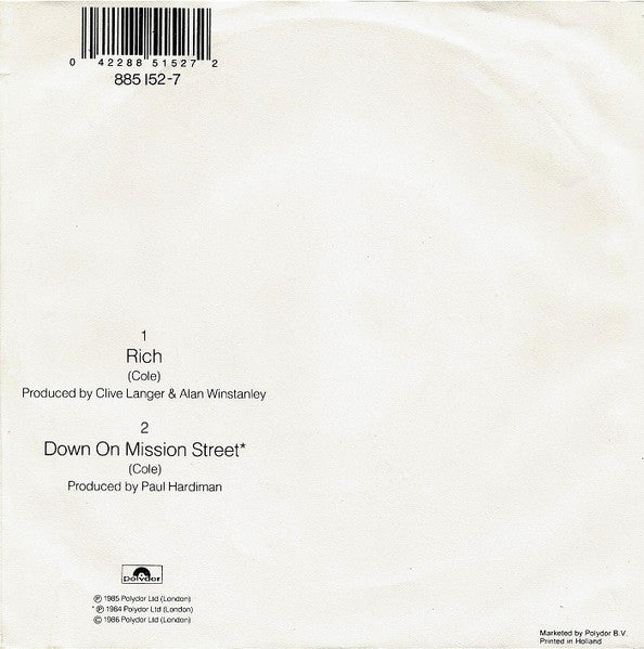 Lloyd Cole And The Commotions* : Rich (7", Single)