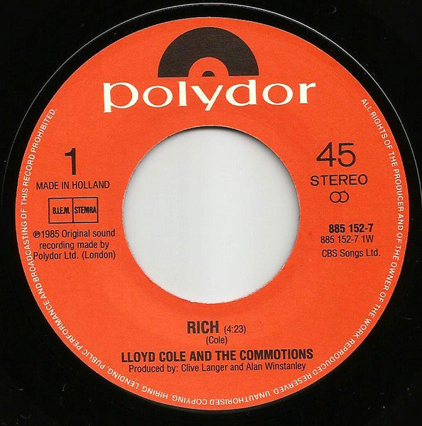 Lloyd Cole And The Commotions* : Rich (7", Single)