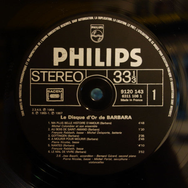Barbara (5) : Le Disque D'Or De Barbara (LP, Comp, RE)