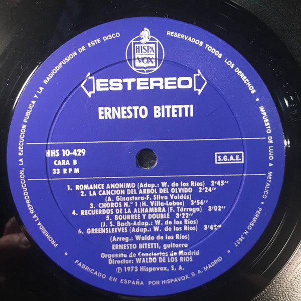 Waldo De Los Rios, Ernesto Bitetti : Concierto Para la Guitarra Criolla (LP, Album)