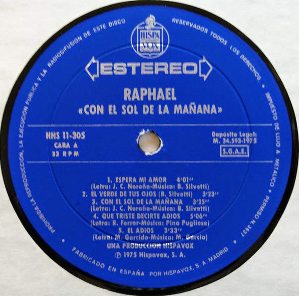 Raphael (2) : Con El Sol De La Mañana (LP, Album)