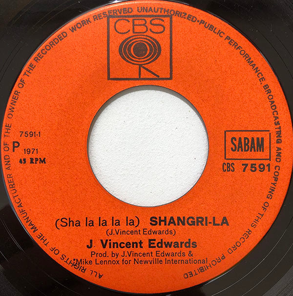 J. Vincent Edwards : (Sha La La La La) Shangri-La / When The Morning Comes (7", Single)
