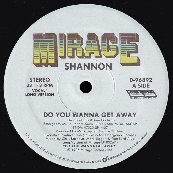 Shannon : Do You Wanna Get Away (12", SP)