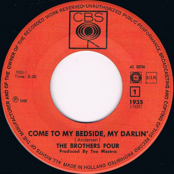 The Brothers Four : Come To My Bedside My Darling / We Shall Overcome (7", Single)