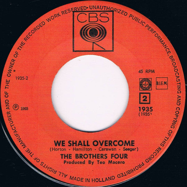 The Brothers Four : Come To My Bedside My Darling / We Shall Overcome (7", Single)