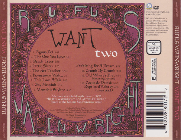 Rufus Wainwright : Want Two (CD, Album, RP + DVD-V)
