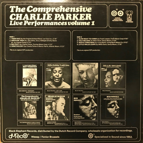 Charlie Parker : The Comprehensive Charlie Parker: Live Performances Volume I (LP, Album)