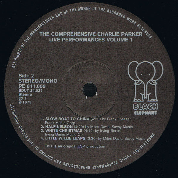 Charlie Parker : The Comprehensive Charlie Parker: Live Performances Volume I (LP, Album)