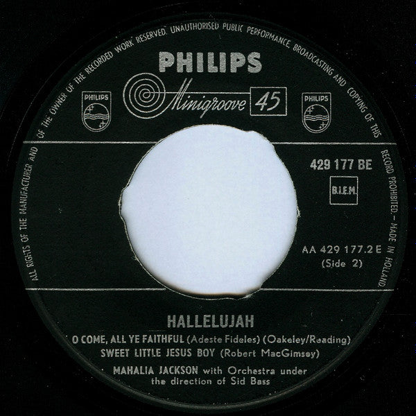 Mahalia Jackson : Hallelujah (7", EP)