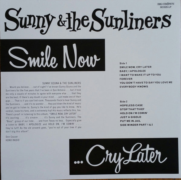 Sunny & The Sunliners : Smile Now... Cry Later (LP, RSD, RE, RM)