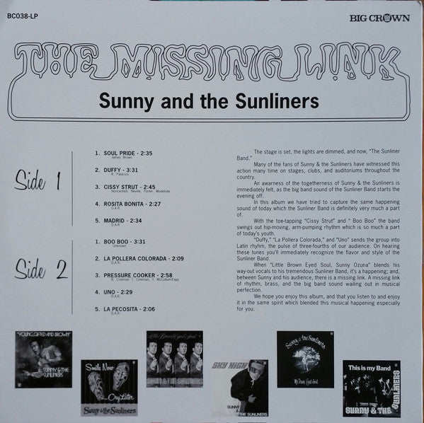 Sunny & The Sunliners : The Missing Link (LP, Album, RSD, RE, RM)