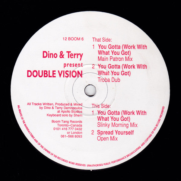 Dino & Terry Present Double Vision (11) : You Gotta (Work With What You Got) (12")