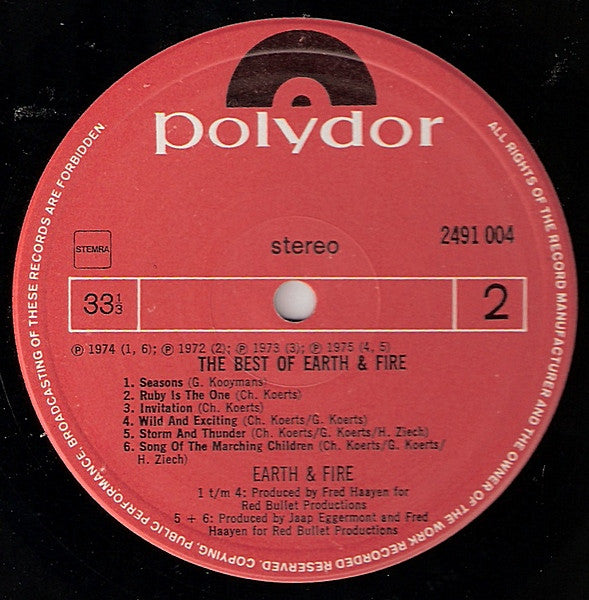 Earth & Fire* : The Best Of Earth & Fire (LP, Comp, M/Print)