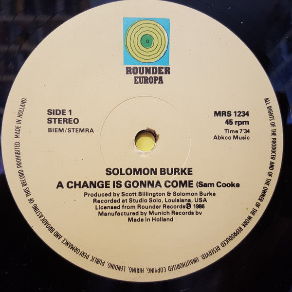 Solomon Burke : A Change Is Gonna Come (12")