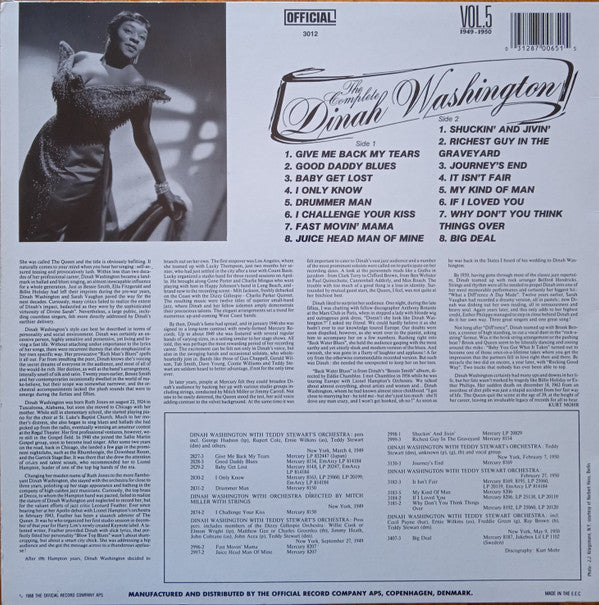 Dinah Washington : The Complete Dinah Washington Vol. 5 1949-1950 (LP, Comp)